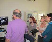 Alcuni momenti del corso teorico-pratico a piccoli gruppi sulla ecografia di screening delle malformazione fetali durante il secondo trimestre di gravidanza 